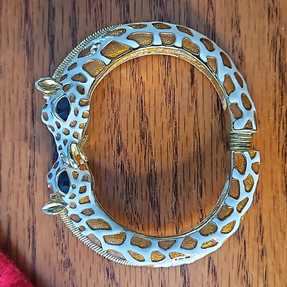 Kenneth Jay Lane Jewelry - KJL by Kenneth Jay Lane Gold Tone Giraffe Orange Enamel Bypass Bangle Bracelet